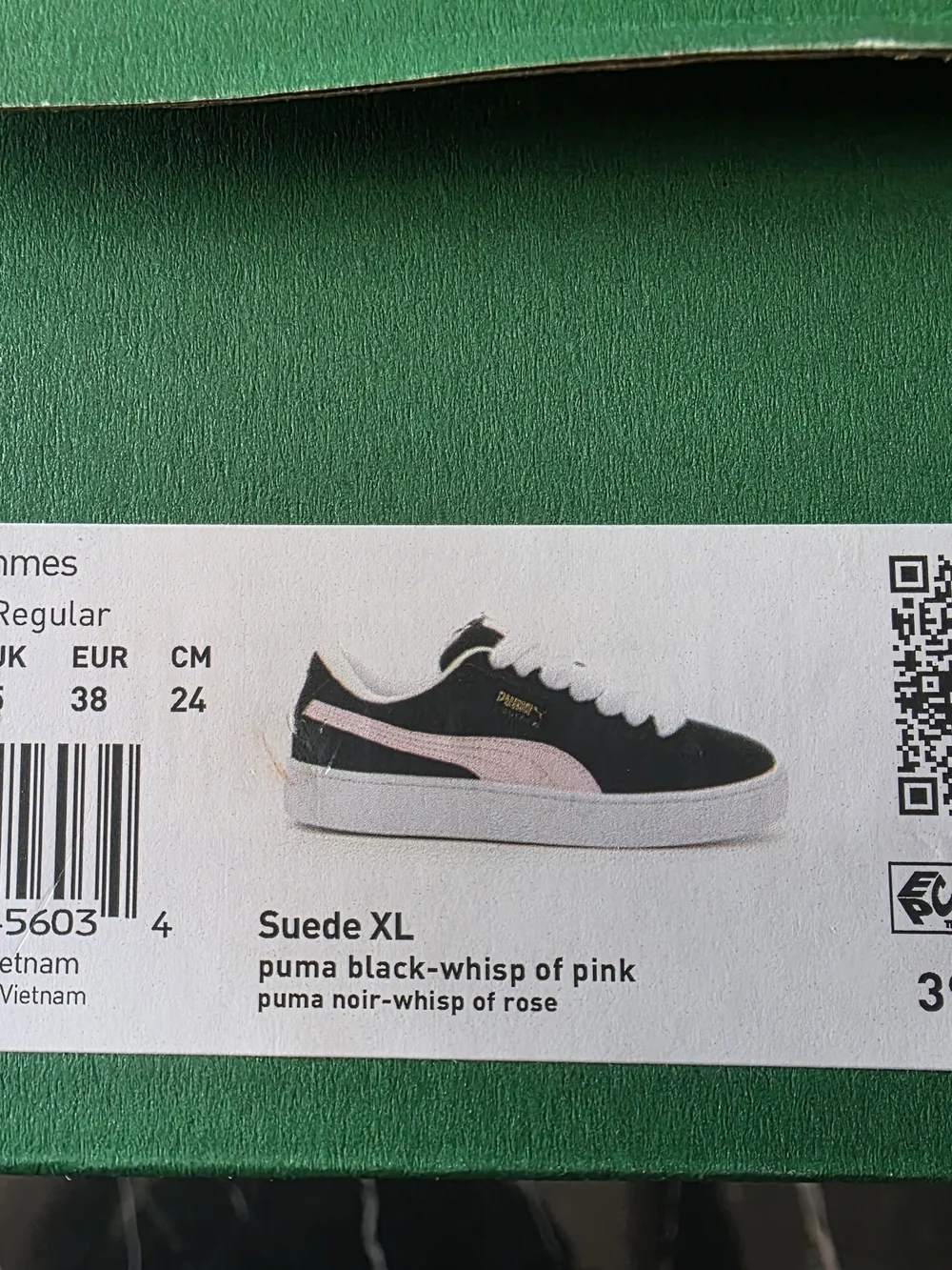 PUMA Black Suede Lace-Up Sneakers with Pink Accent